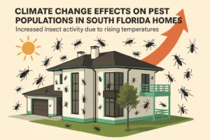 Climate change effects on pest populations in South Florida homes showing increased insect activity due to rising temperatures