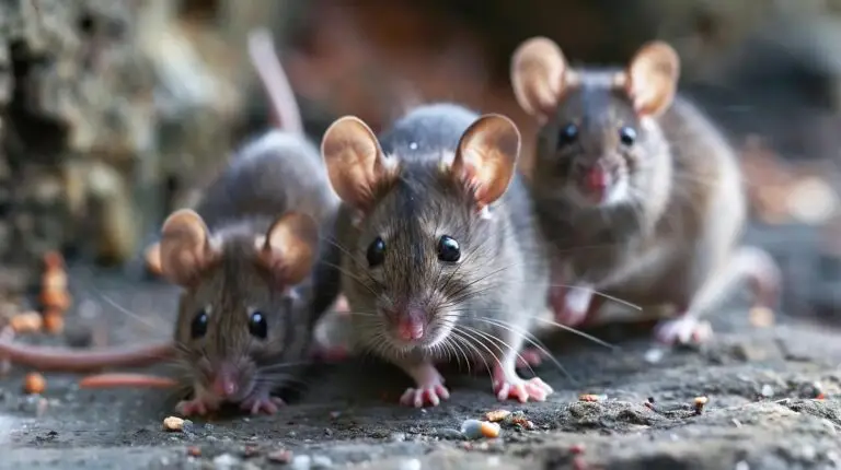 Group of three rodents on a stone surface